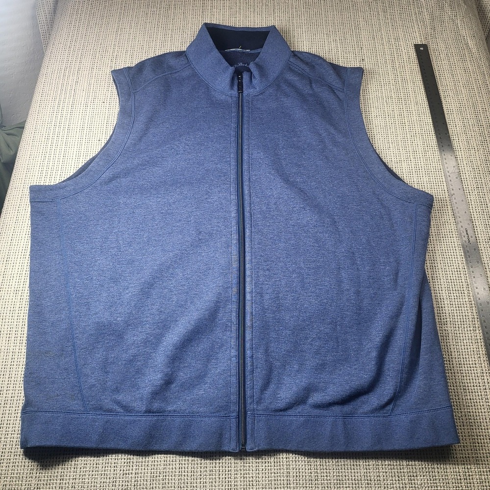 Tommy Bahama Sweater Vest Mens XL Blue Full Zip Mock Neck Knit Casual Layer